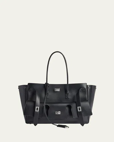 BALENCIAGA BEL AIR MEDIUM FLAP LEATHER TOTE BAG