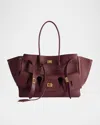Balenciaga Bel Air Medium Flap Leather Tote Bag In Burgundy