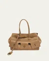 Balenciaga Bel Air Medium Flap Leather Tote Bag In Latte