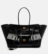 Balenciaga All Day Croco Leather Shoulder Bag In Black