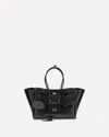 Balenciaga Carry All Bel Air Leather Shoulder Bag With Croco Effect In Black