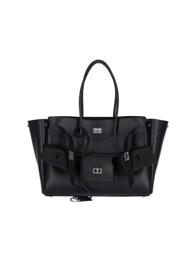 Balenciaga Medium Leather Bel Air Carry All Tote Bag In Black