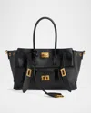 Balenciaga Women Black Leather Medium Carry All Bel Air Shopping Bag In 1000 Black