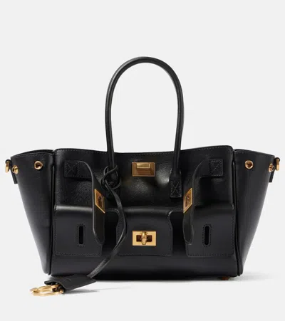 Balenciaga Black Leather Medium Carry All Bel Air Shopping Bag