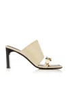 Balenciaga Bel Air Leather Buckle Mule Sandals In Neutral