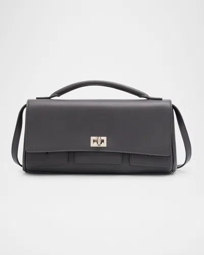 Balenciaga Bel Air Small Clutch On Strap In Gray