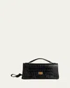 Balenciaga Bel Air Small Croc-embossed Leather Clutch Bag In Burgundy