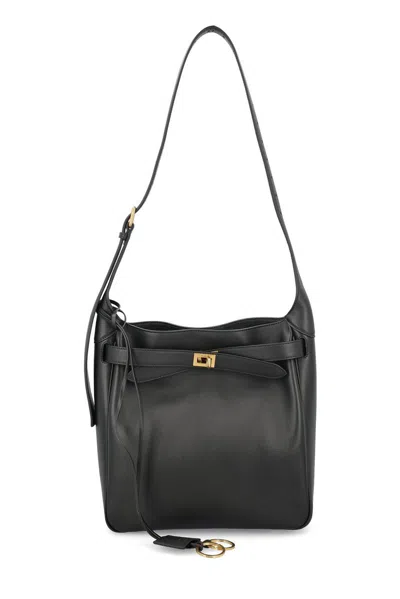 Balenciaga Small Bel Air Leather Hobo Bag In 1000 Black