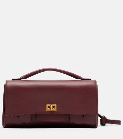 Balenciaga Bel Air Small Leather Clutch In Burgundy