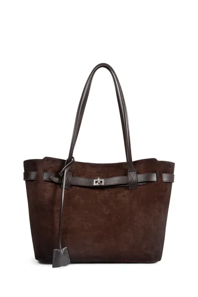 Balenciaga Bel Air Suede Medium Tote Bag In Brown