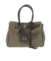 Balenciaga Army Green Canvas Carry All Bel Air Shopping Bag