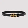 Balenciaga Crocodile Texture Belt With Gold-tone Interlocking Buckle In Black