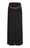 Balenciaga Black Long Pleaded Skirt With Belt In Tech Fabric Woman In Black
