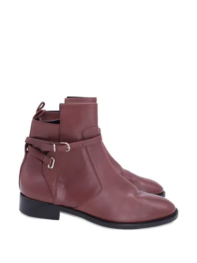 Pre-owned Balenciaga Belt Leather Ankle Boots In Brown