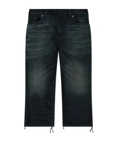 Balenciaga Belt-loop Denim Shorts In Black