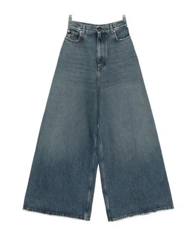 Balenciaga Super High Waist Wide Jeans In Blue