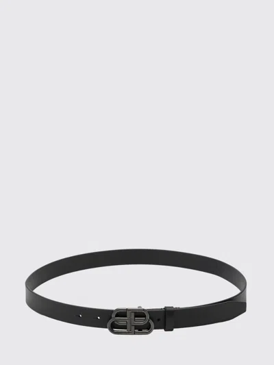 Balenciaga Slim Bb Belt In Calfskin Leather In Black