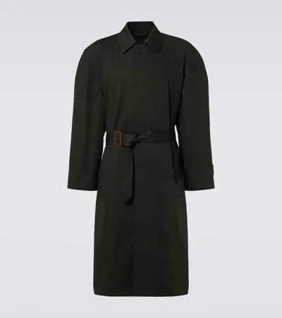 Balenciaga Belted Cotton Car Coat In Black