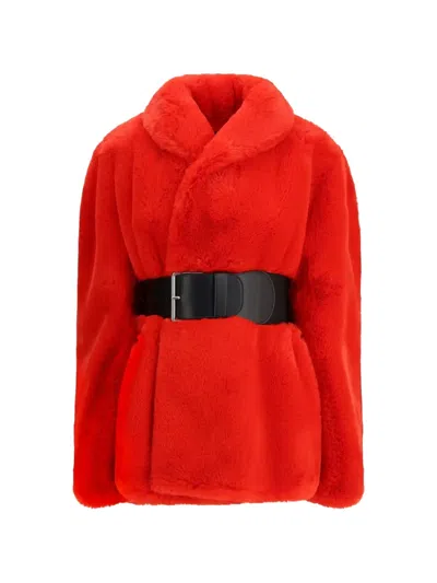 Balenciaga Belted Faux-fur Jacket In Animal Print
