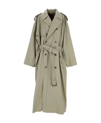 Balenciaga Belted Maxi Trench Coat In Nude