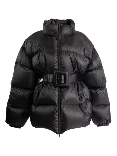 Balenciaga Belted Puffer Jacket In Black