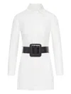 Balenciaga Longline Dress Belted At The Waist In White