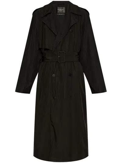 Balenciaga Cotton Car Coat In Blue