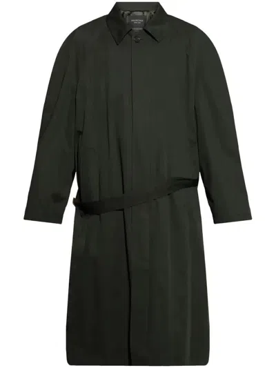 Balenciaga Belted Trench Coat In Grün