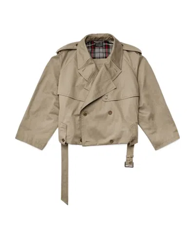 Balenciaga Belted-waist Cotton Trench Coat In Nude