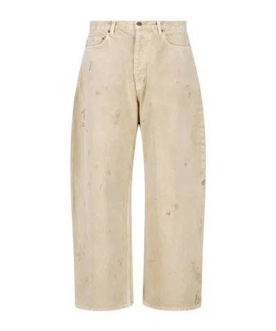 Balenciaga Wide-leg Distressed Paint-splattered Jeans In Metallic