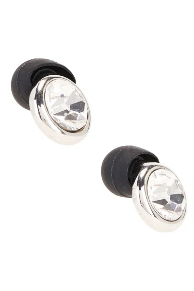 Balenciaga Berlin Earrings In Shiny Silver  Crystal  & Black
