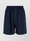 Balenciaga Bermuda Satin Shorts Elastic Waistband In Black