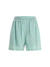 Balenciaga Striped Elastic-waist Shorts In Green
