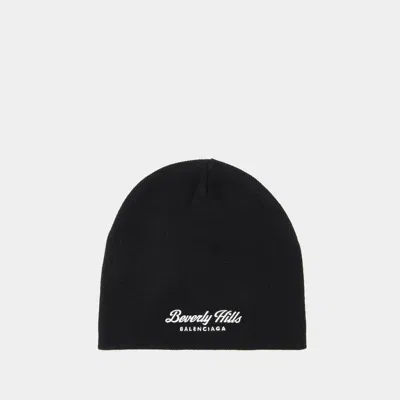 Balenciaga Bonnet Beverly Hills -  - Laine - Noir/blanc In Black