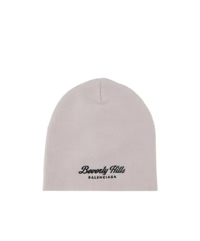 Balenciaga Beverly Hills Knitted Beanie In Gray