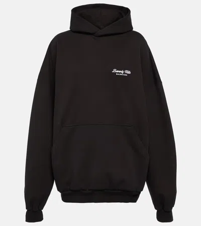 Balenciaga Beverly Hills Oversized Cotton Hoodie In Black