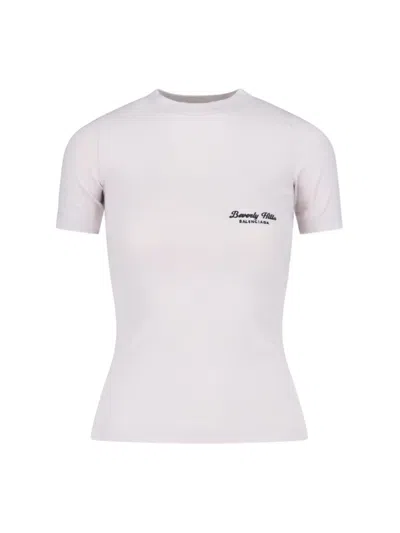 Balenciaga "beverly Hills" Stretch Jersey T-shirt – White