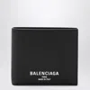 Balenciaga Black Bi-fold Credit Wallet In Hammered Leather Men