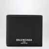 Balenciaga Black Bi-fold Credit Wallet In Hammered Leather Men In Black