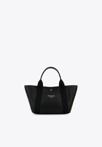 Balenciaga Biarritz Leather Tote Bag In Black