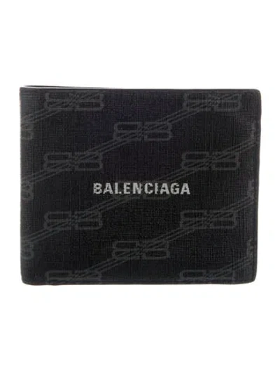 Pre-owned Balenciaga Bifold Graphic Print Bifold Wallet In Black