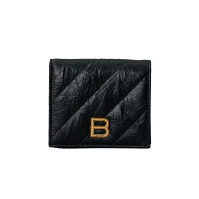 Pre-owned Balenciaga Bifold Wallet With Coin Purse Crush Fl Co Card H 766461 Black 1000