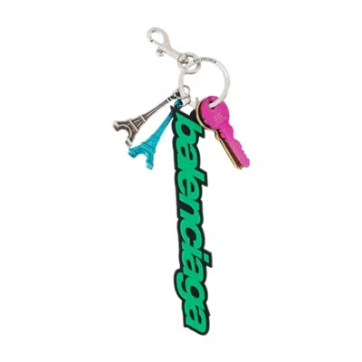 Balenciaga Biker B.logo Acrylic Keychain In Green