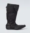 Balenciaga Biker Embossed Leather Knee-high Boots In Black