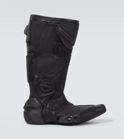 Balenciaga Biker Embossed Leather Knee-high Boots In Black