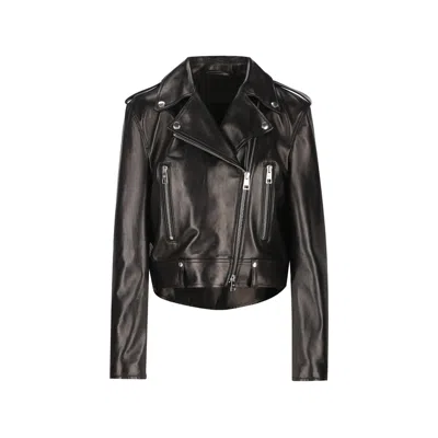 Balenciaga Biker Leather Jacket In Black