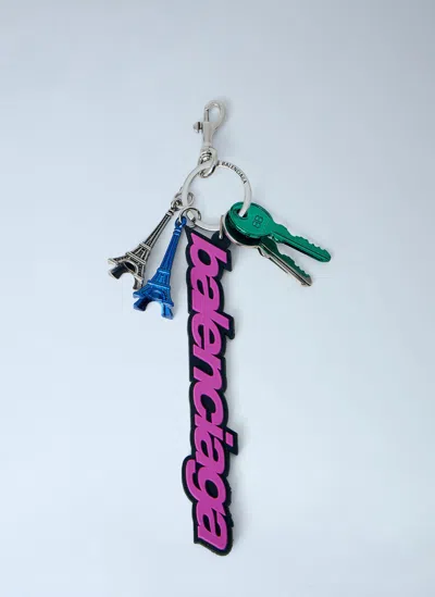 Balenciaga Biker Logo Keychain In Multi