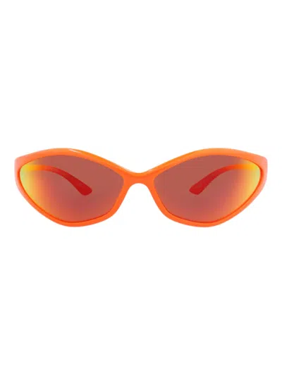 Balenciaga Bio Injection Shield/wrap Unisex Sunglasses In Orange