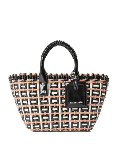 Balenciaga Bistro Basket Braided Tote Bag In Pattern