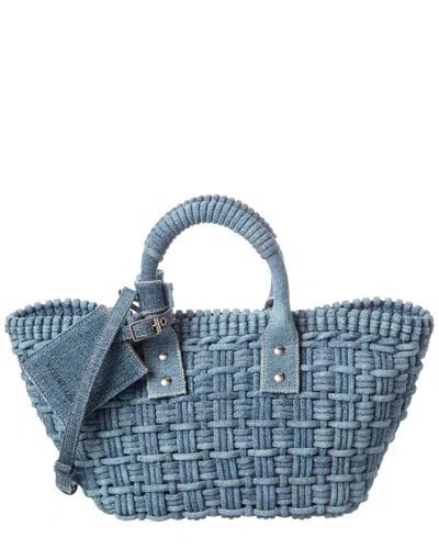 Balenciaga Bistro Denim Basket Tote In Blue